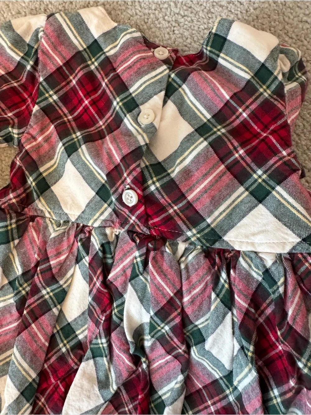 Gymboree Red Green Cream Plaid Baby Dress with Bow